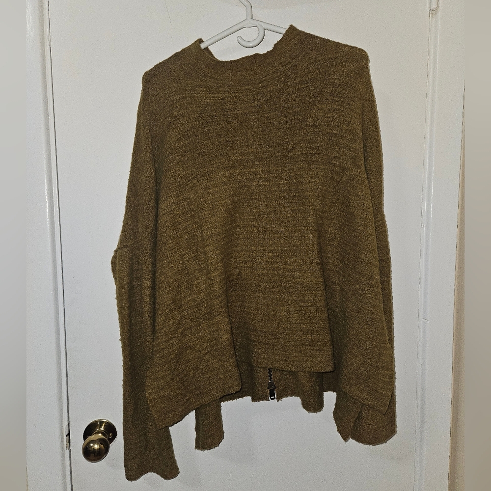 Free People Mock Neck Sweater Olive Green